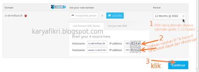 14 pilih masa aktif domain dan isikan dns yang ada pada idhostinger (karyafikri.blogspot.com)