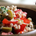 Salade d'orge perlée, tomates, olives et origan