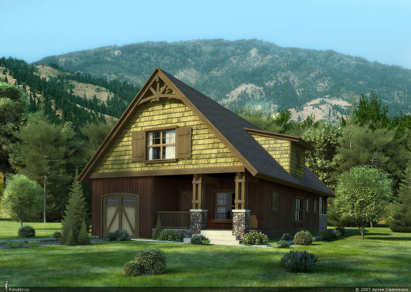 Дом контр. Небольшой загородный дом. Уютный домик. Дом в горах. Уютный домик в горах.