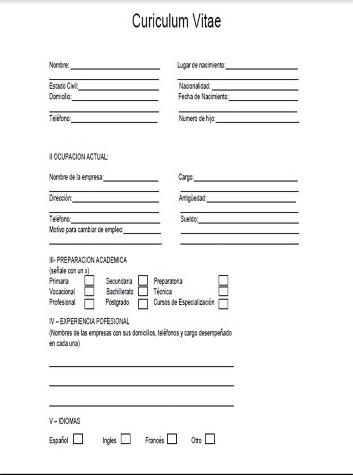 guia documentacion administrativa 2a curriculum vitae formato curriculum vitae en blanco