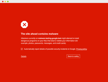 Error seen when website has security issues