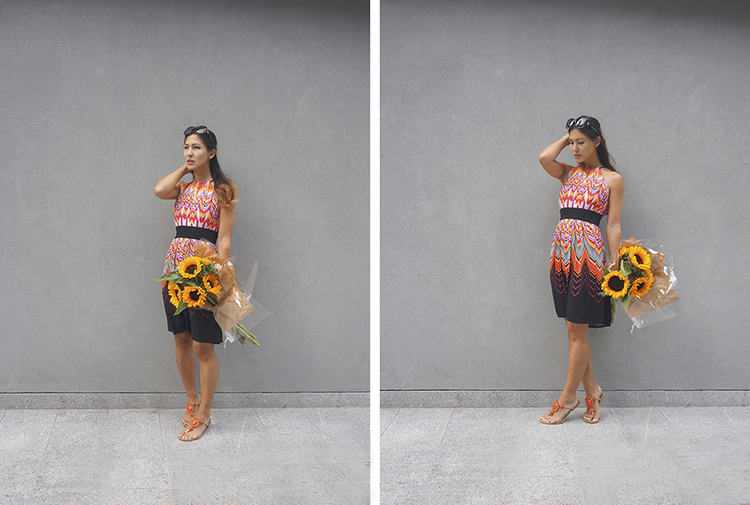 Euriental | fashion & luxury travel | zig zag orange & black dress and BCBGeneration orange sandals