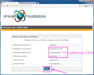 Installieren Sie PHP-Fusion 7 PHP CMS unter Windows XAMPP Tutorial 16