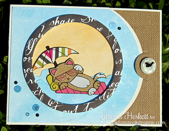 Kitty beach card by Larissa Heskett using Newton's Summer Vacation Cat Stamp set by Newton's Nook Designs