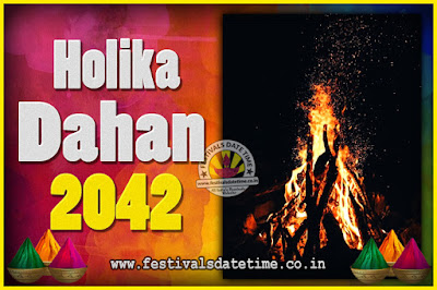 2042 Holika Dahan Puja Date & Time, 2042 Holika Dahan Calendar