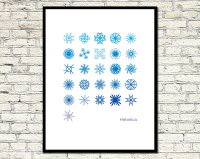 alphabet poster made with helvetica letter snowflakes
