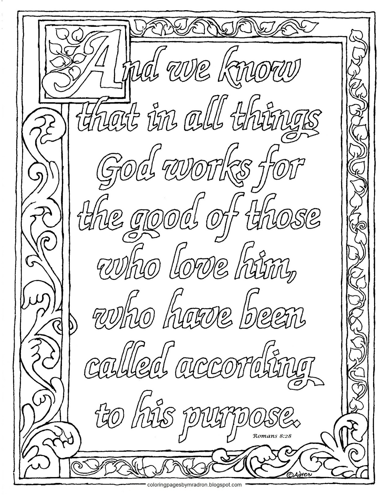 Coloring Pages For Kids By Mr Adron Printable Romans 8 28 Coloring Page 