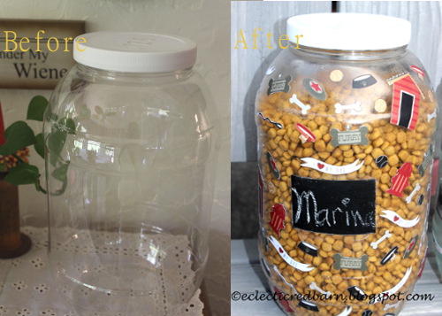 Plastic pretzel container to dog food container