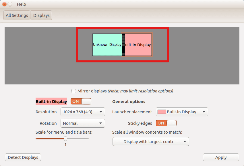 configurarea ecranelor conectate la calculator în Ubuntu