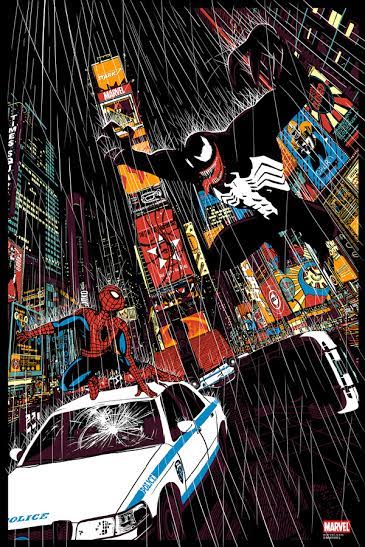 New York Comic Con 2015 Exclusive Spider-Man vs Venom Marvel Screen Print by Raid71