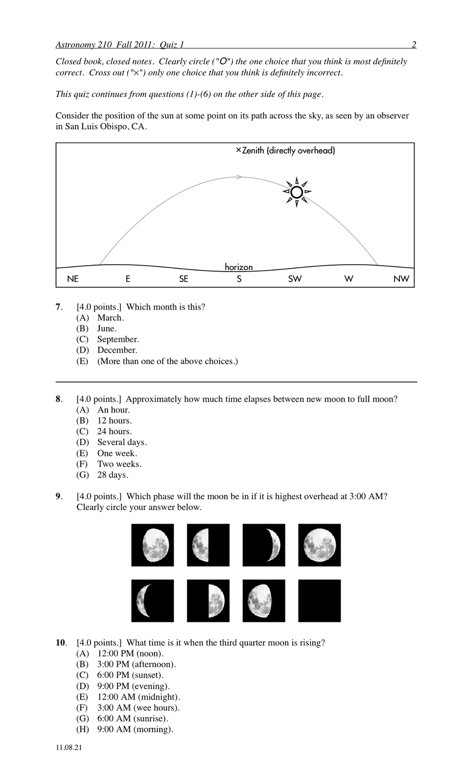 P-dog's blog: boring but important: Astronomy quiz archive: stars/sun/seasons/moon phases