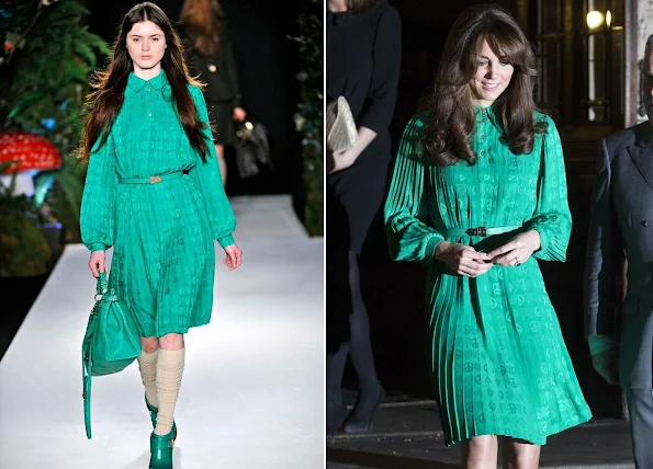 The Duchess of Cambridge, Kate Middleton wore a dress by Mulberry from Fall 2011 collection.