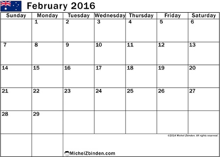February 2016 Blank Calendar, February 2016 Printable Calendar, February 2016 Calendar Printable