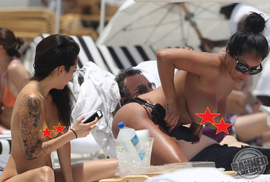 Kiara Mia and Her Friend Topless on the Beach in Miami.