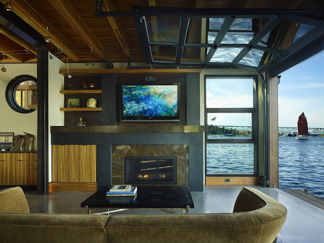 Photo of living room interiors in the floating home