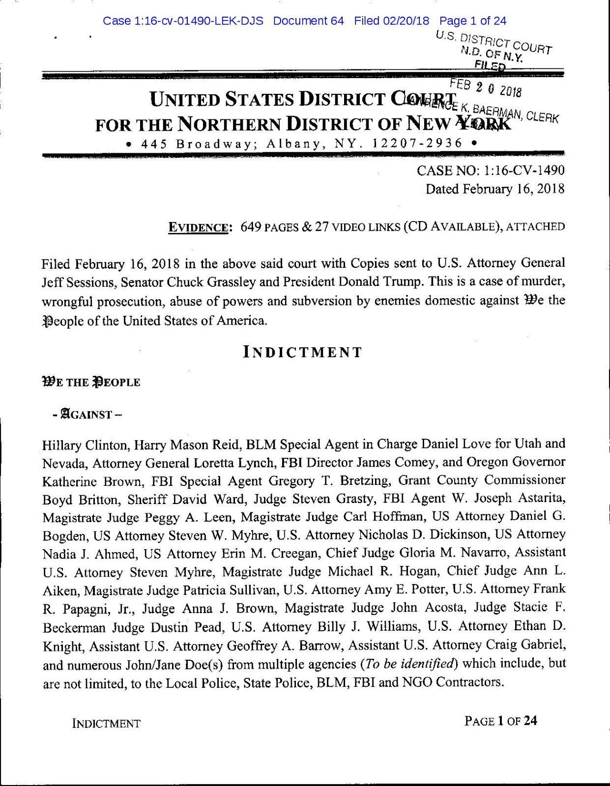 UNITED STATES DISTRICT COURT for the NORTHERN DISTRICT OF NEW YORK