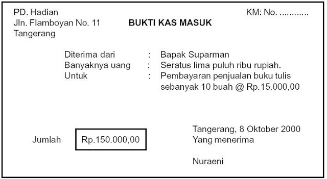 Gambar Bukti Kas Masuk Nurma Edu
