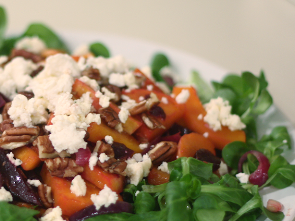 Food for Friday: Roasted Butternut Squash, Beetroot, Pecan Nuts and Goat's Cheese Salad