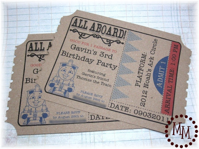 cutting train ticket birthday invitations