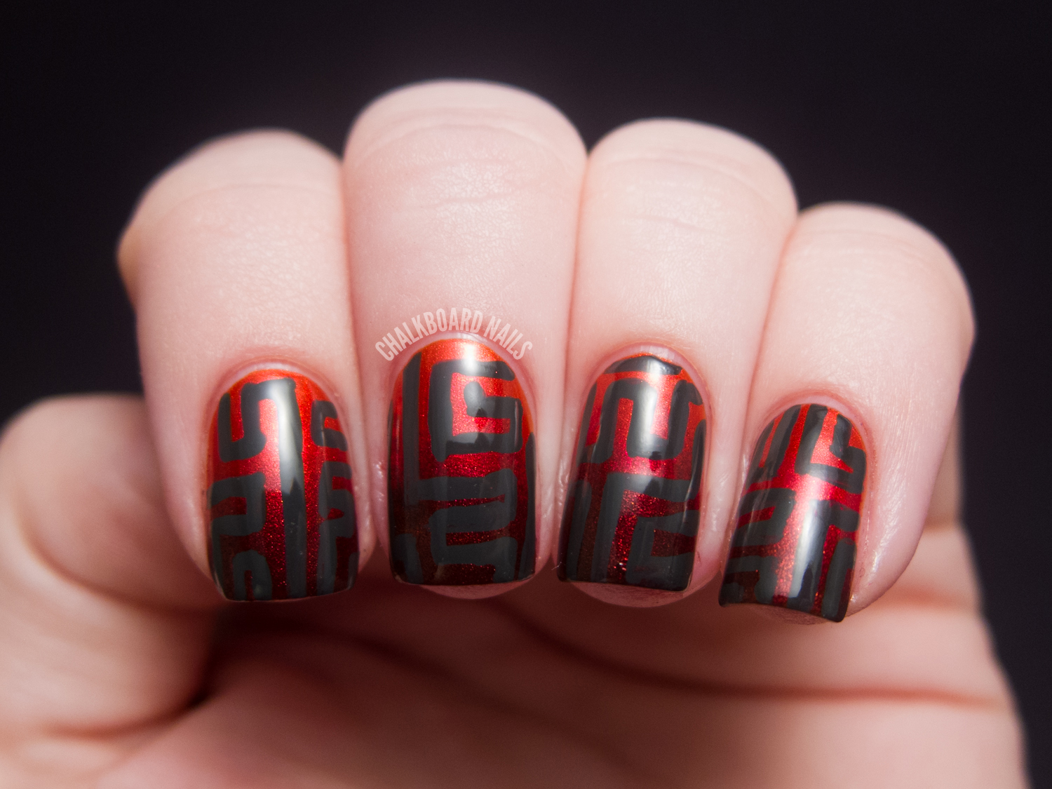 Fiery Gradient Maze OPI Germany Nail Art Chalkboard Nails Phoenix