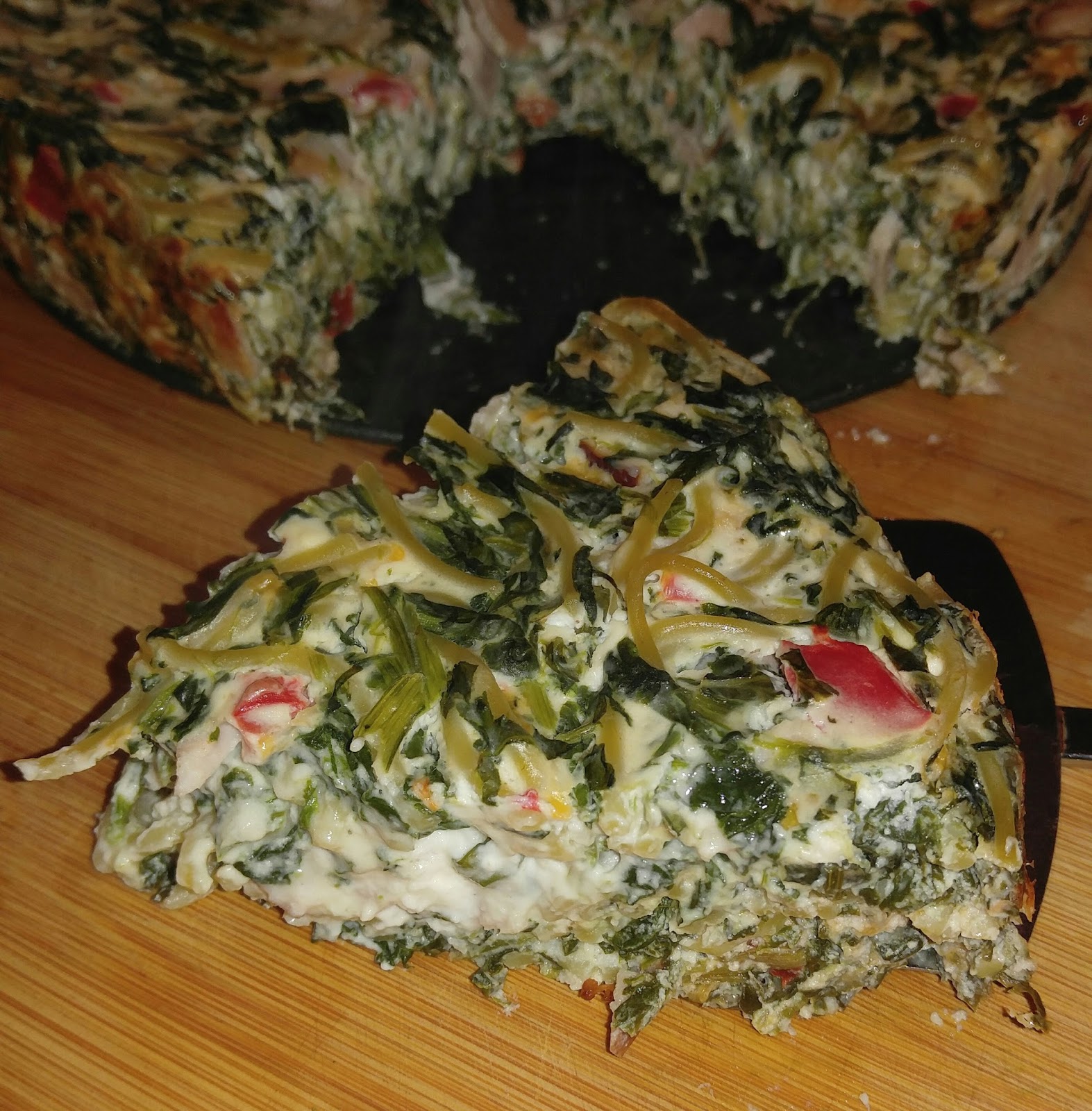 Rebecca's Amazing Creations Turkey Spinach Spaghetti Pie