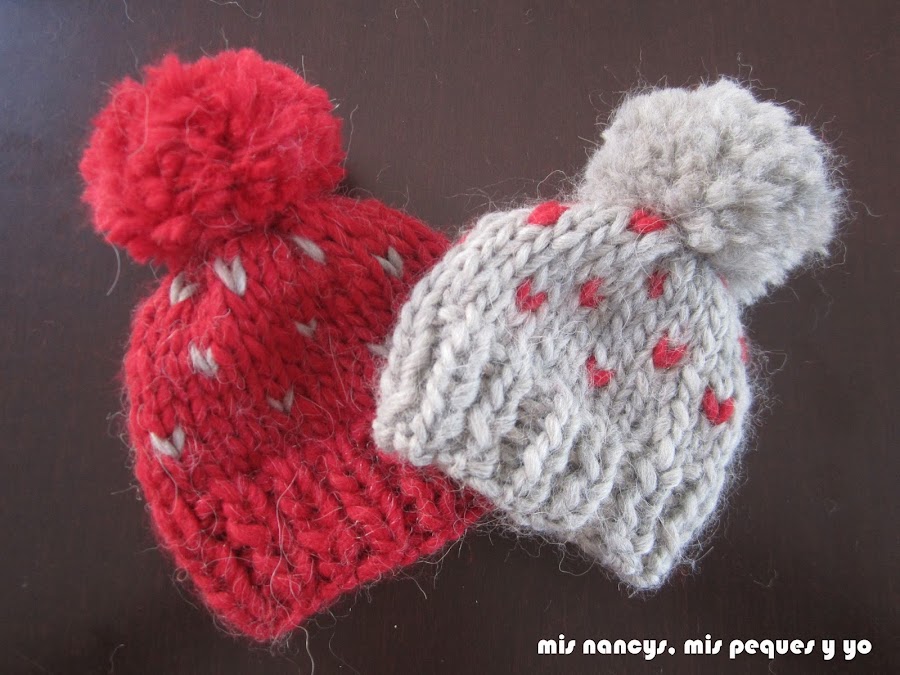 mis nancys, mis peques y yo, tutorial gorros de lana nancy, gorros gris y granate