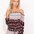 DIAMOND PRINT OFF THE SHOULDER ROMPER