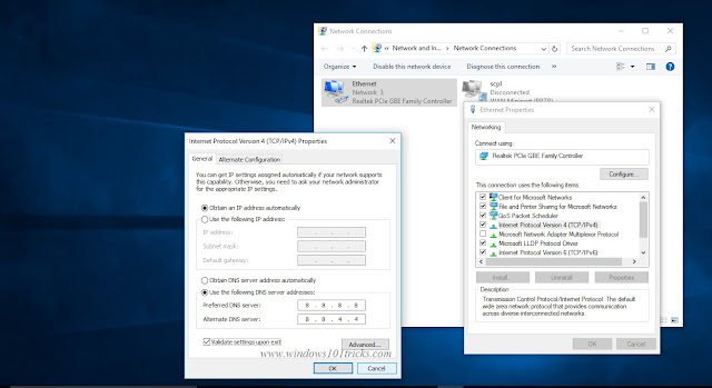 Modifying the DNS Server address in windows 10 Modifying the DNS Server address in windows 10