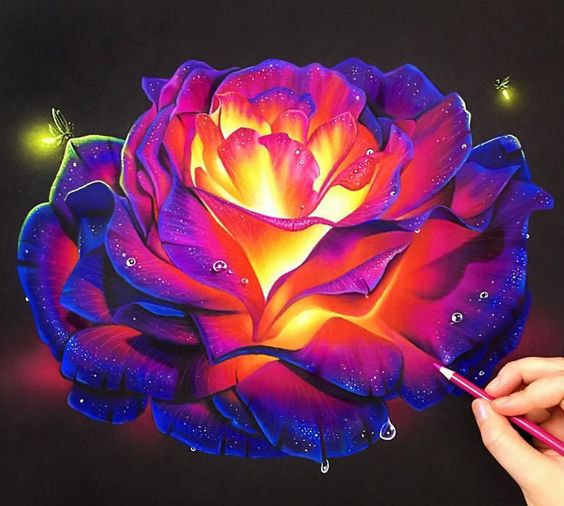 Los mejores dibujos de rosas a lápiz a todo color