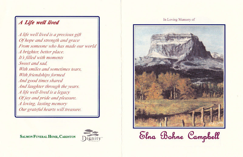 Time In A Blogttle Elna Bohne A Poem On The Back Of Program Tells Life Well Lived Painting Chief Mountain By Her Daughter Jean My Mother Was Placed Front