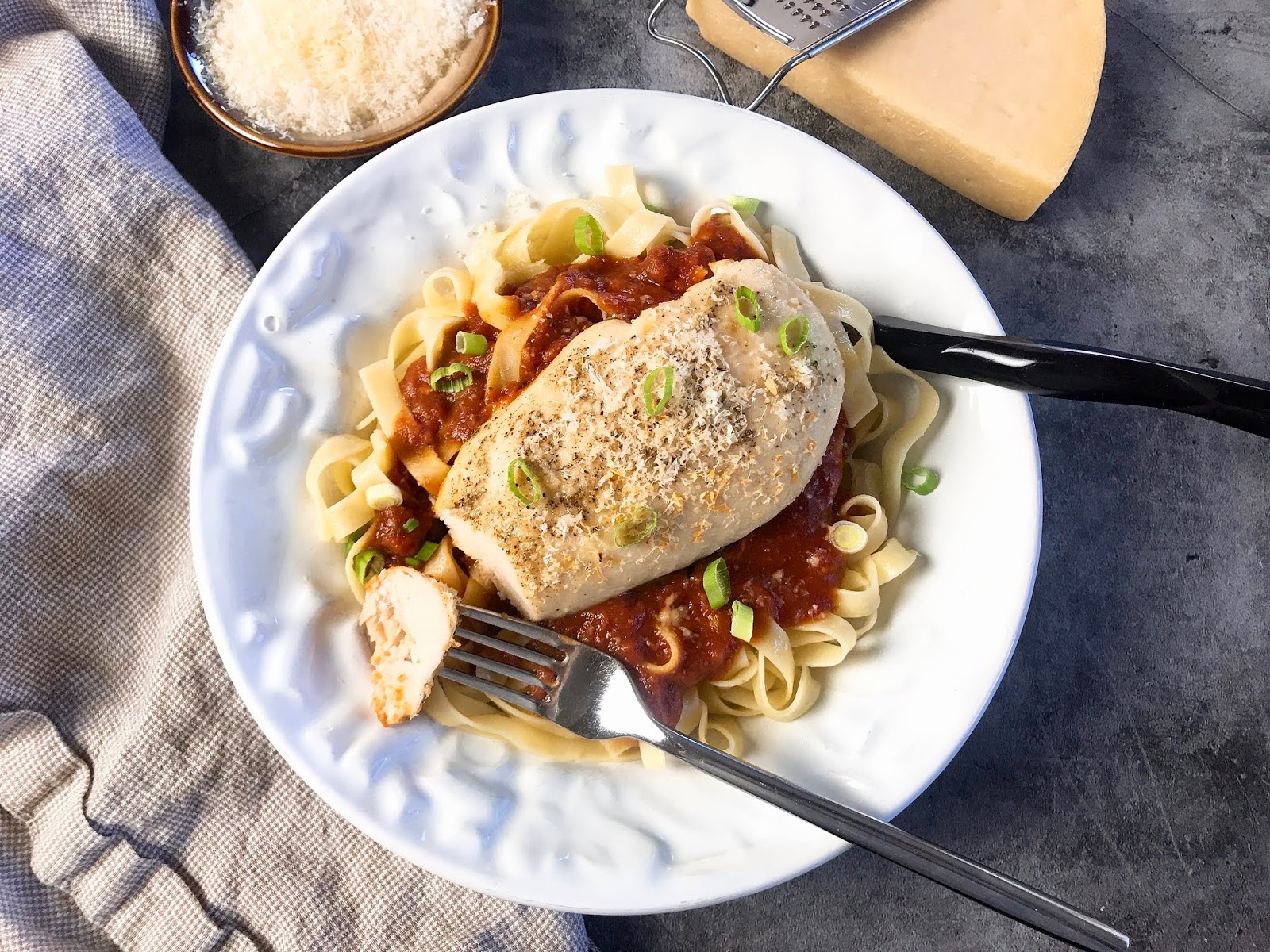 Garlic Parmesan Roasted Chicken with Easy Marinara