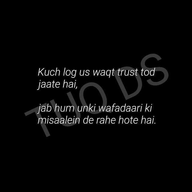 Hindi Shayari Collection | kuch log us waqt trust tod jate hai     jab hum unki wafaadari ki misaale de rahe hote hai