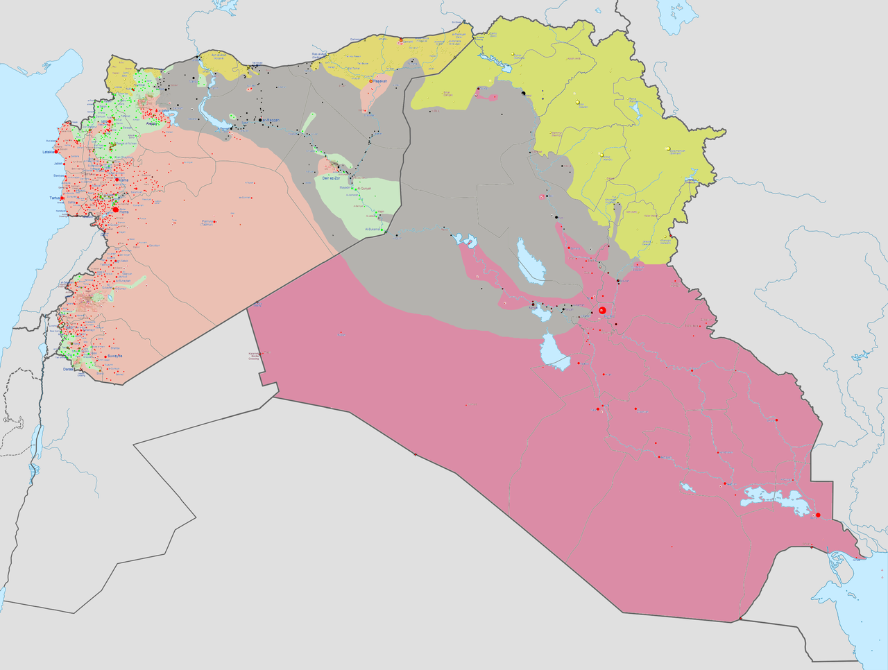 Landkartenblog: Landkarte des Machtgebiets der ISIS-Rebellen in Syrien