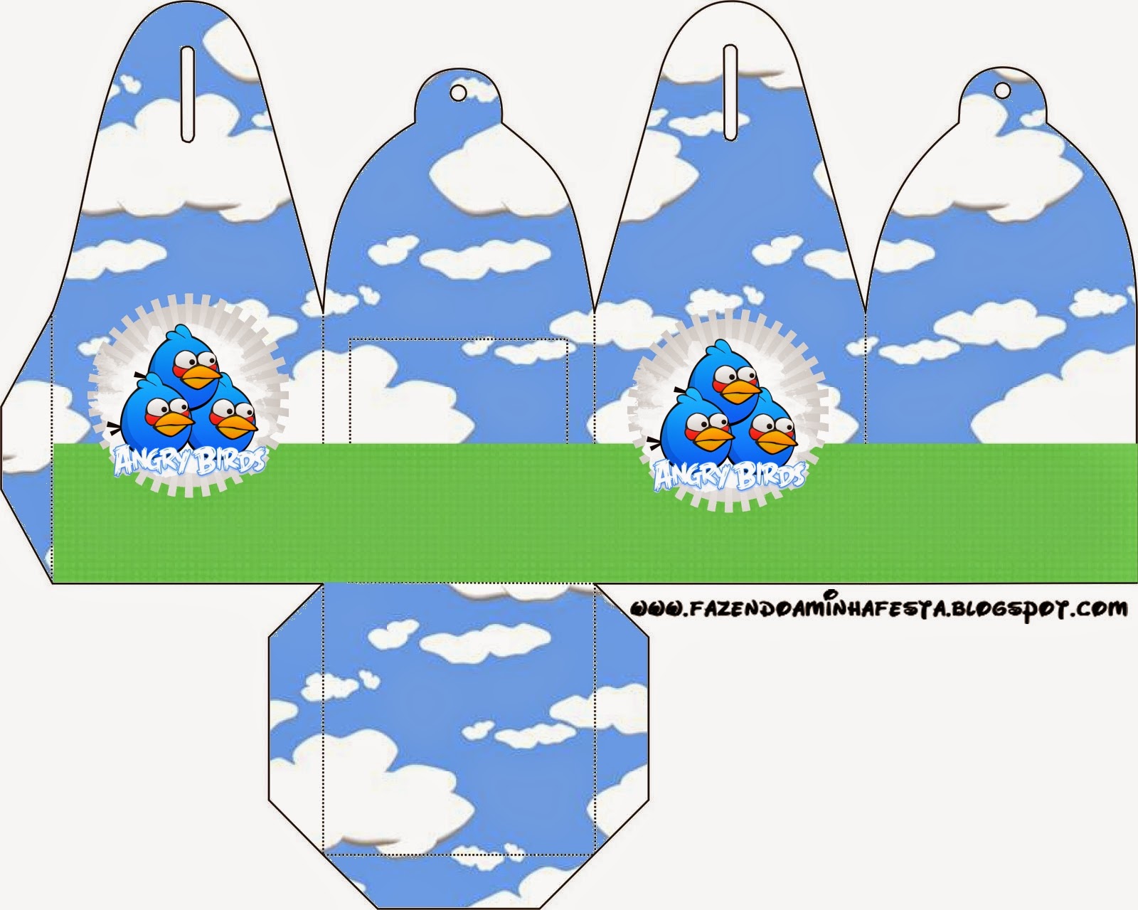 Caja para cupcakes o golosinas de Angry Birds con Nubes.