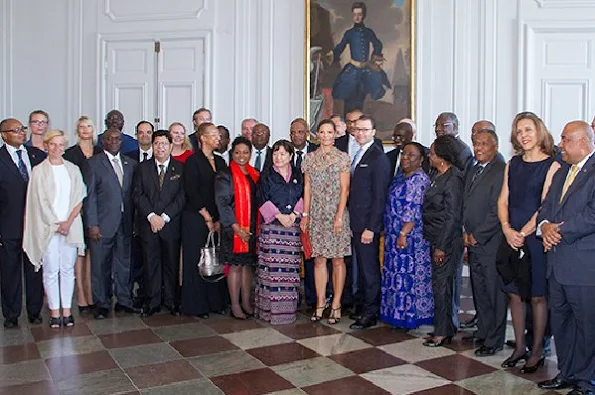 Crown Princess Victoria of Sweden and Prince Daniel of Sweden met with UN Ambassadors from 30 nations during a ceremony at the Royal Palace in Stockholm