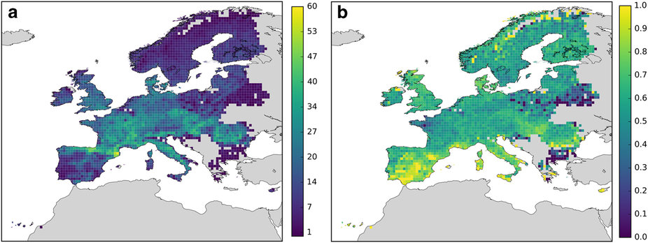 Diversity of tree species in the Europe