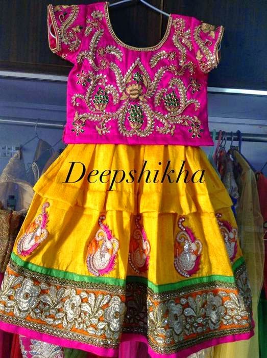 Maggam Work Grand Kids Skirt - Indian Dresses
