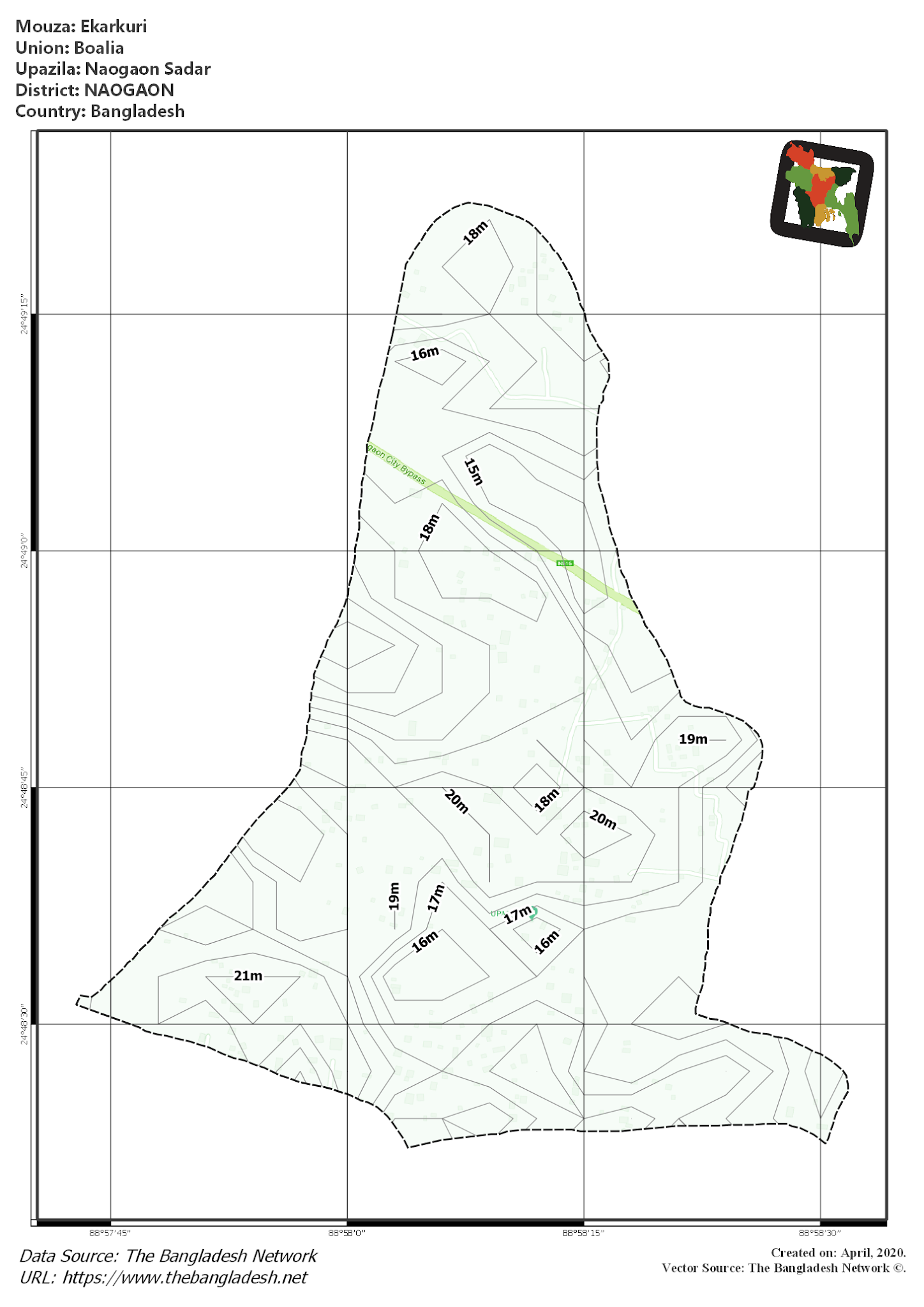 Map of Ekarkuri Mouza of Naogaon Sadar Upazila, NAOGAON Map of Ekarkuri Mouza of Naogaon Sadar Upazila, NAOGAON, Bangladesh.