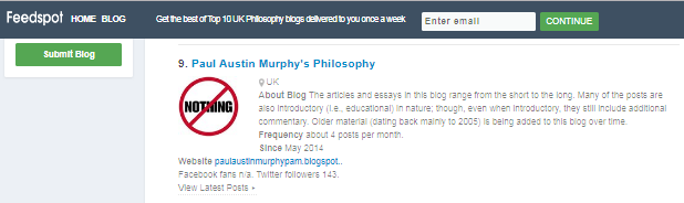 THIS BLOG IS NUMBER 9 OF THE TOP 10 UK PHILOSOPHY BLOGS [Click image]