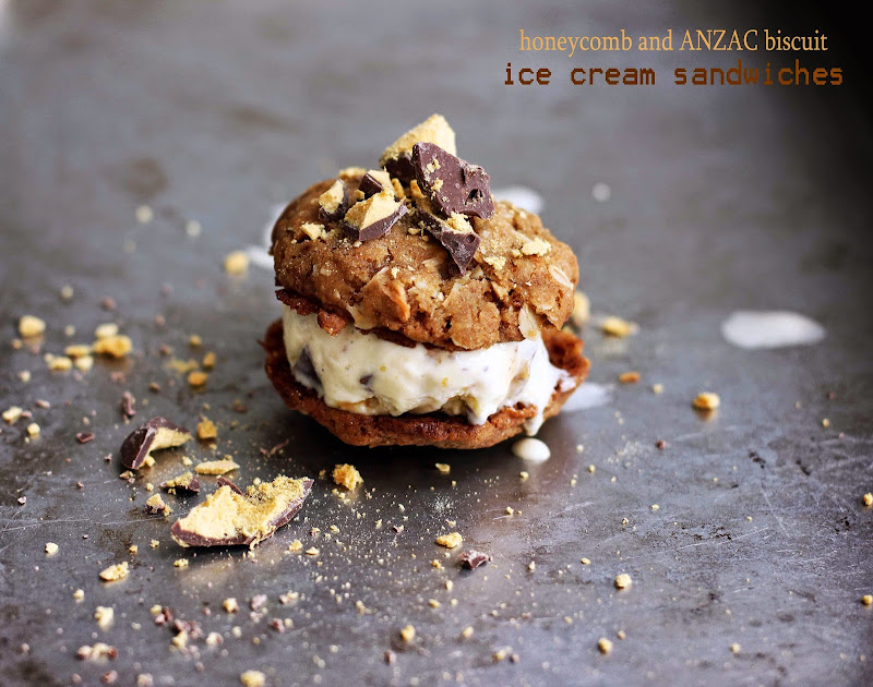 Milk and Honey and ANZAC Biscuit Ice Cream Sandwiches
