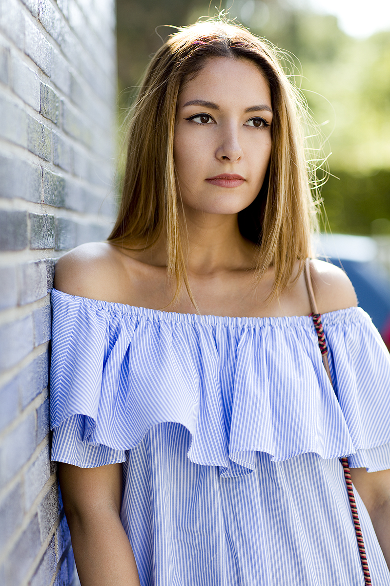 Off Shoulder Stripes Stripe Volant Ruffle Dress Zara