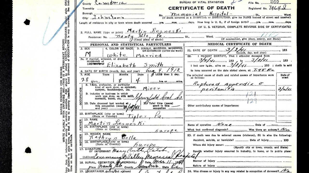 Pennsylvania Vital Records Death Index Index Choices