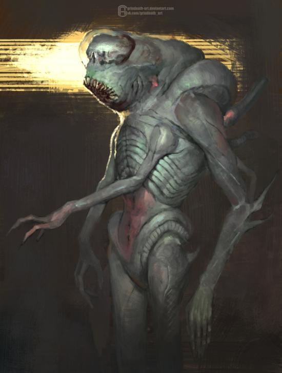 As estranhas e horripilantes criaturas e aliens nas sombrias ilustrações de Oleg Bulakh Oleg Bulakh deviantart artstation arte ilustrações ficção fantasia sombria terror criaturas aliens xenomorfos