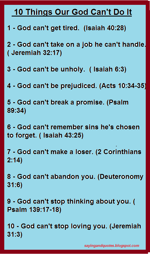 10 Things Our God Can't Do It | Quotes and Sayings