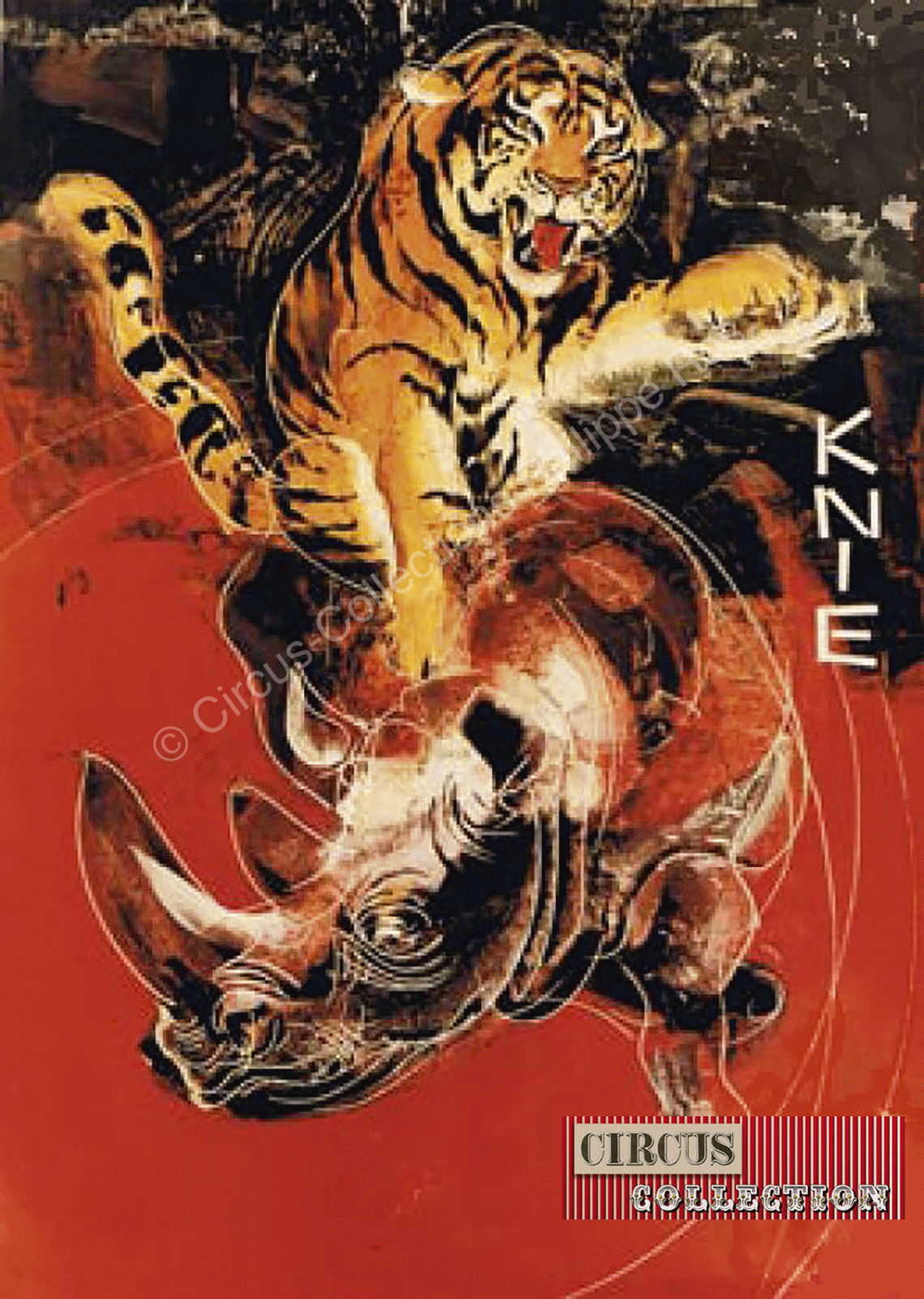 affiche du tigre sur le rhinoceros, illustrée par Hans Herni.