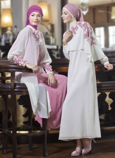 Contoh model baju gamis muslim brokat yang elegan Contoh model baju gamis muslim brokat yang elegan