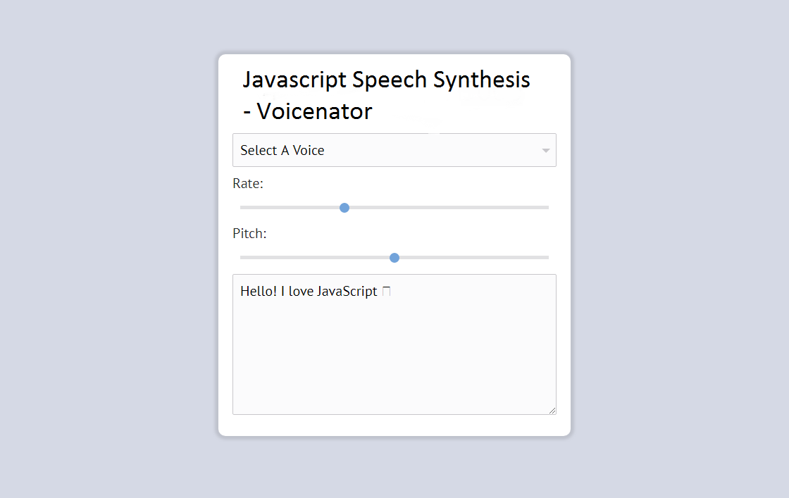 Javascript Speech Synthesis - Voicenator Javascript Speech Synthesis - Voicenator