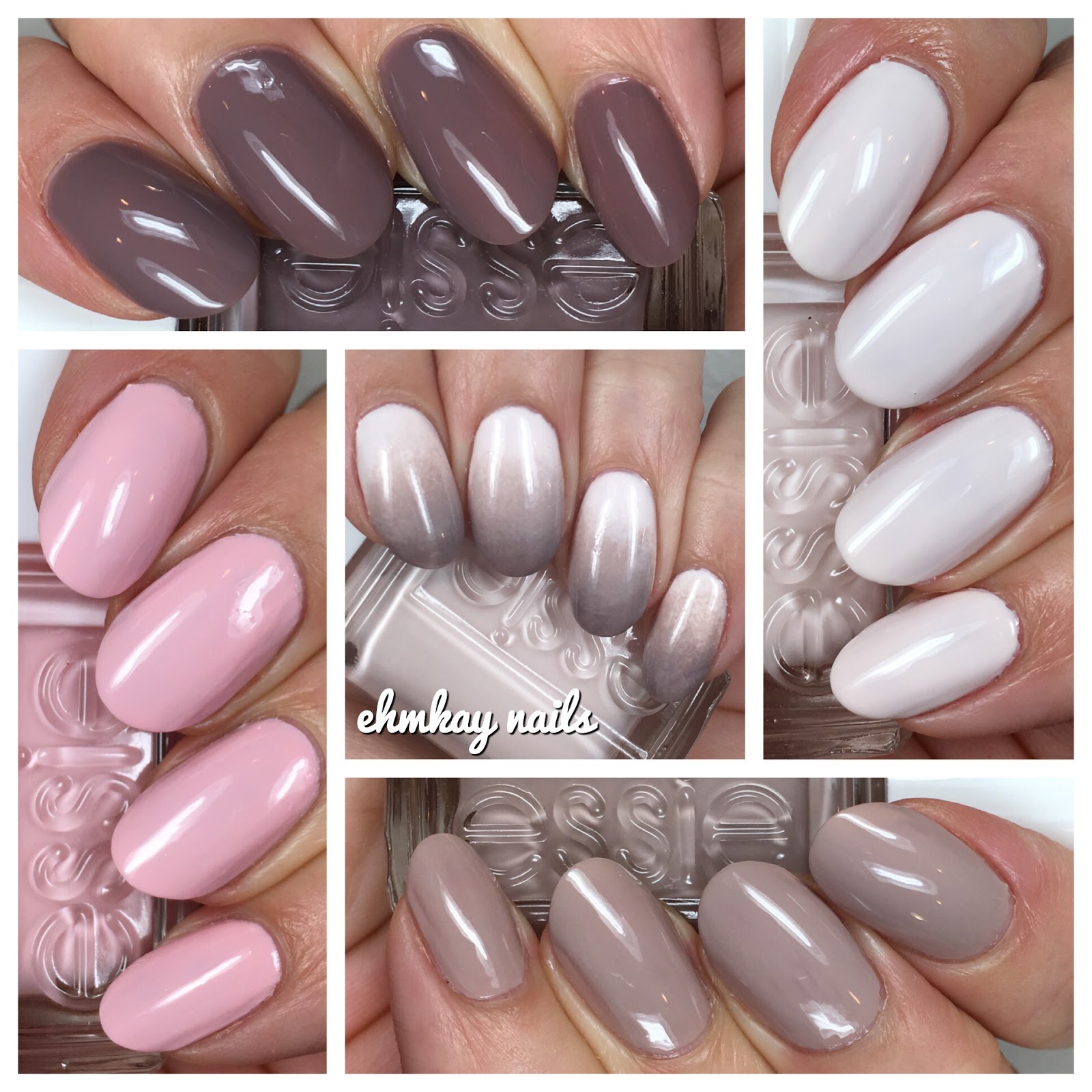 ehmkay nails Essie Treat Love & Color Swatches + Feather Gradient Art