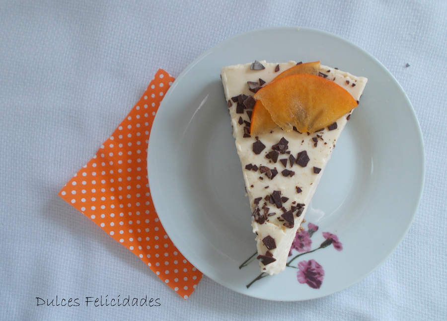 Tarta mousse de caqui sin huevo