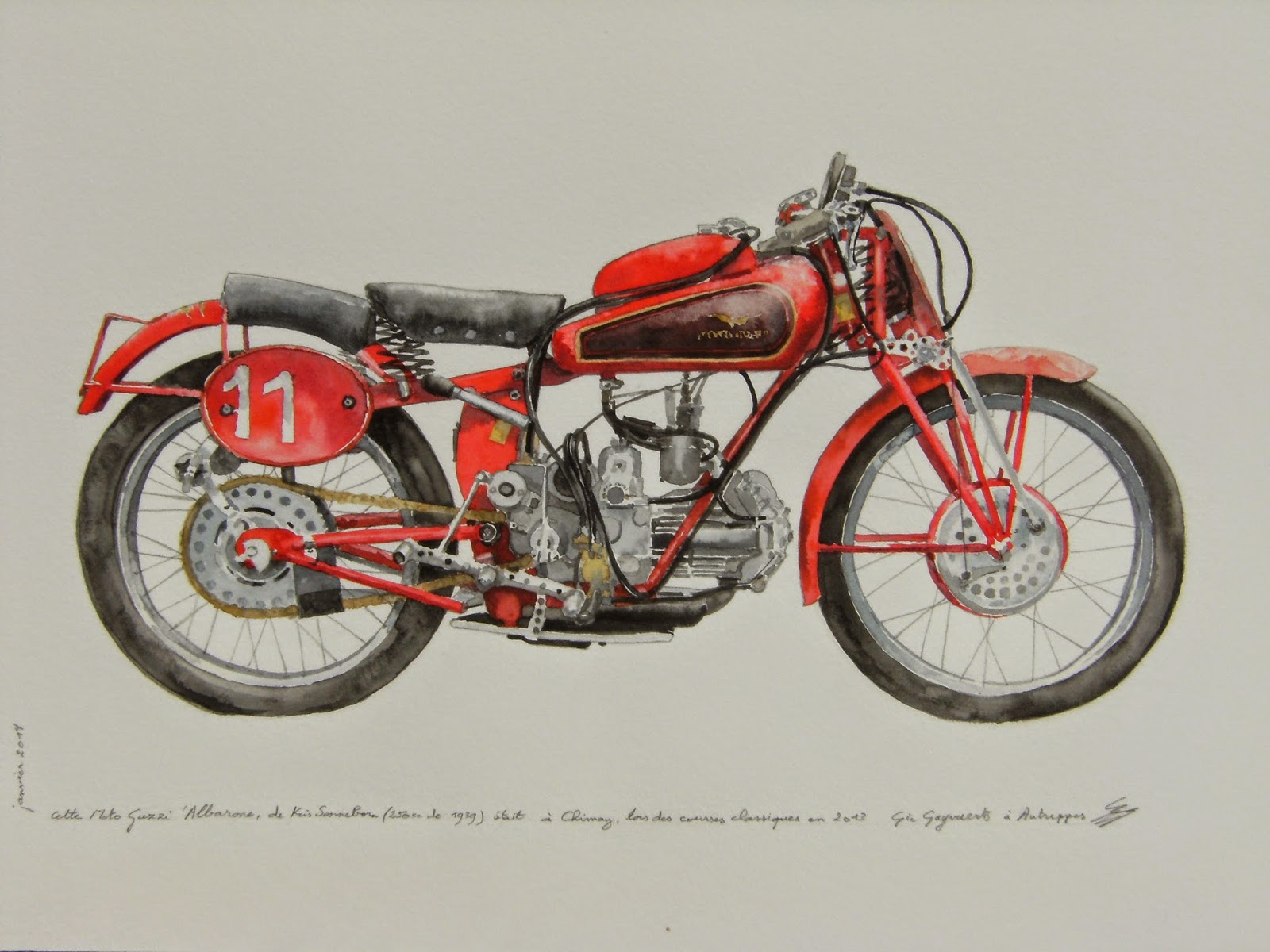 1939 Moto Guzzi Albarone watercolour